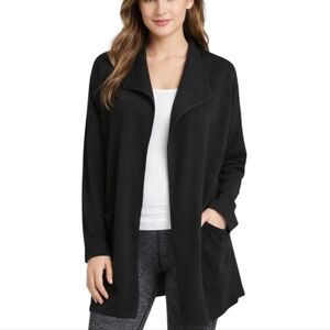 Athleisure by Sioni Open Front Layering Cardigan Womens XL Black Cotton Longline